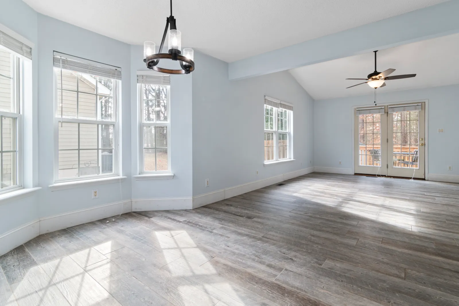 Renovated living room with large windows